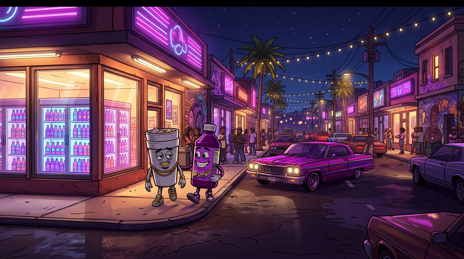 The Mudd Block — a neon Southern street where the MUDD BRUDDAS brand lives